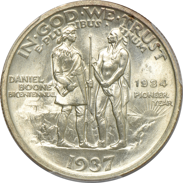 1937, 1937-D, and 1937-S Boone, all PCGS MS-65 CAC