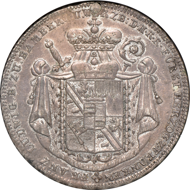 Germany - 1641 Augsburg taler AU details/cleaned, 1795 Bamberg taler AU details/plugged, and an 1847 Hesse-Darmstadt 2 taler AU details/obverse repaired, all NGC