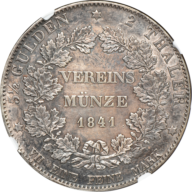 Germany - 1641 Augsburg taler AU details/cleaned, 1795 Bamberg taler AU details/plugged, and an 1847 Hesse-Darmstadt 2 taler AU details/obverse repaired, all NGC