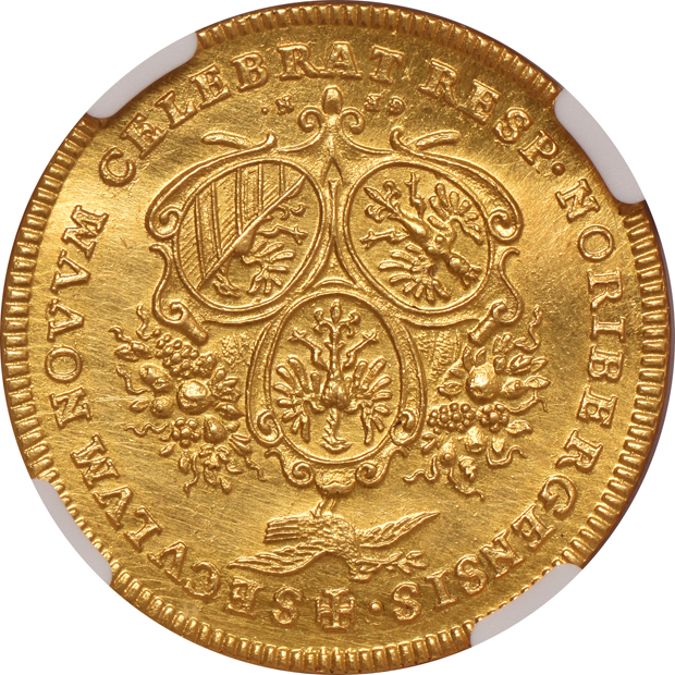 Germany - Nurnberg 1700-dated 2 ducat- NGC UNC details/cleaned
