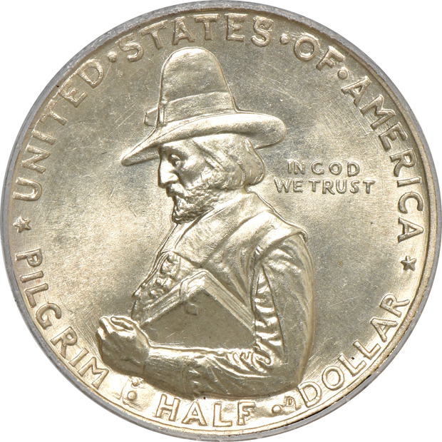 Six PCGS certified Uncirculated silver commemorative half-dollars in old holders (rattler and green label)