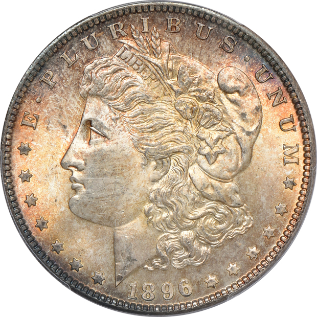 Five Morgan silver dollars certified MS65