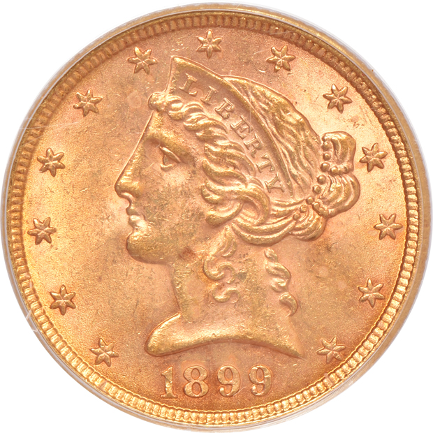 Four Liberty Head half-eagles, all PCGS MS-63