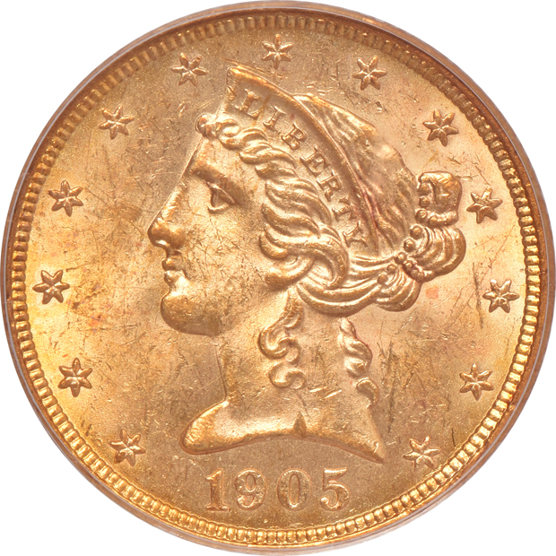 Four Liberty Head half-eagles, all PCGS MS-63