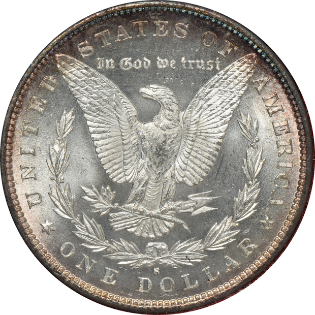 Four Redfield Morgan silver dollars