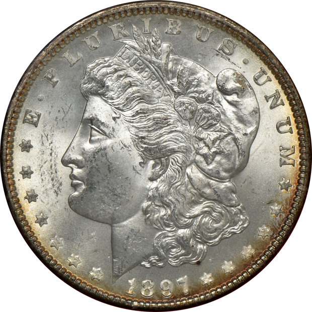 Four Redfield Morgan silver dollars