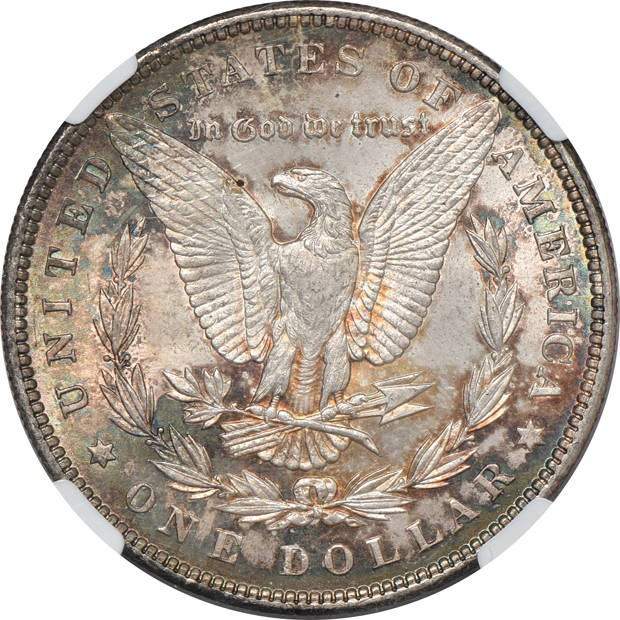 Four Morgan silver dollars certified MS-64