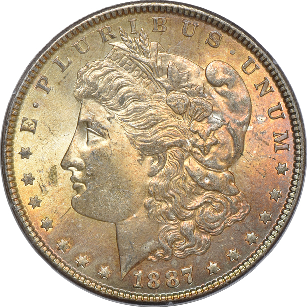 Four Morgan silver dollars certified MS-64