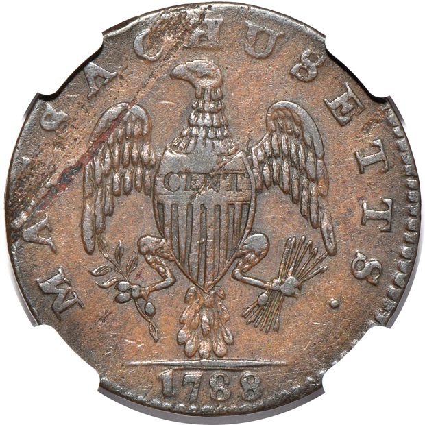 1788 Massachusetts cent period after Massachusetts NGC XF-45 BN