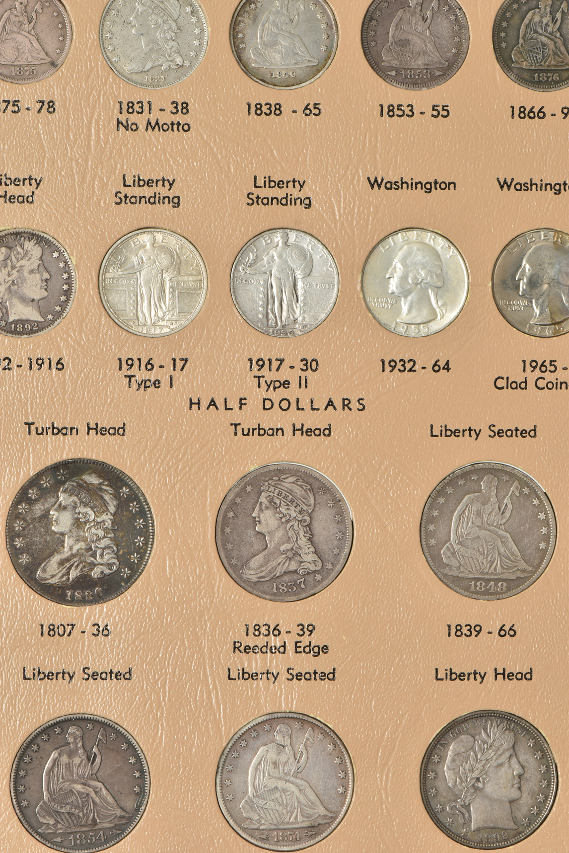 Collection of 86 U.S. type coins, including gold, in a complete Dansco 7070 album