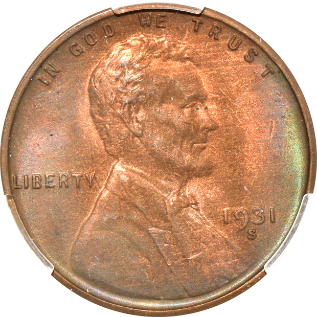 1909-S Lincoln MS-61BN, and a 1931-S MS-64BN, both CACG