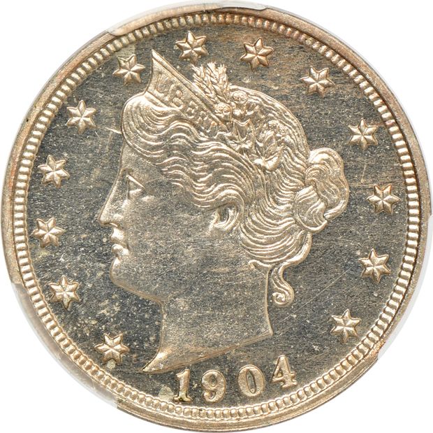 Three nickels and a Liberty Seated dime, all CACG