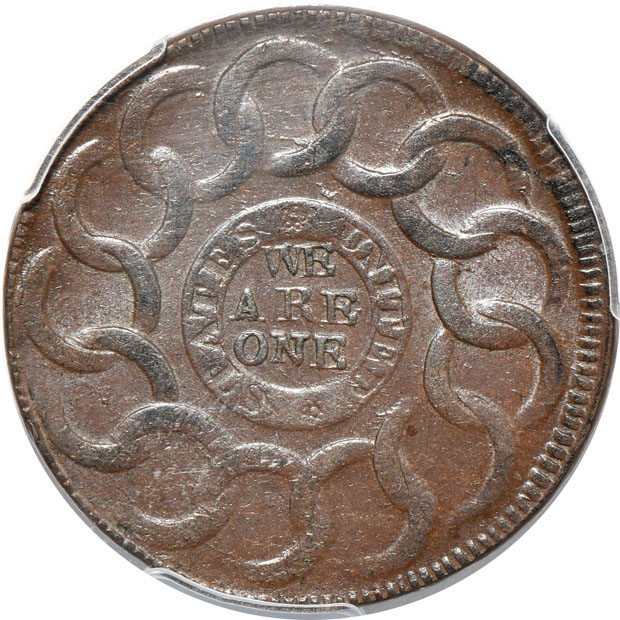 1787 States United Pointed Rays 4 Cinquefoils Fugio PCGS MS-63BN