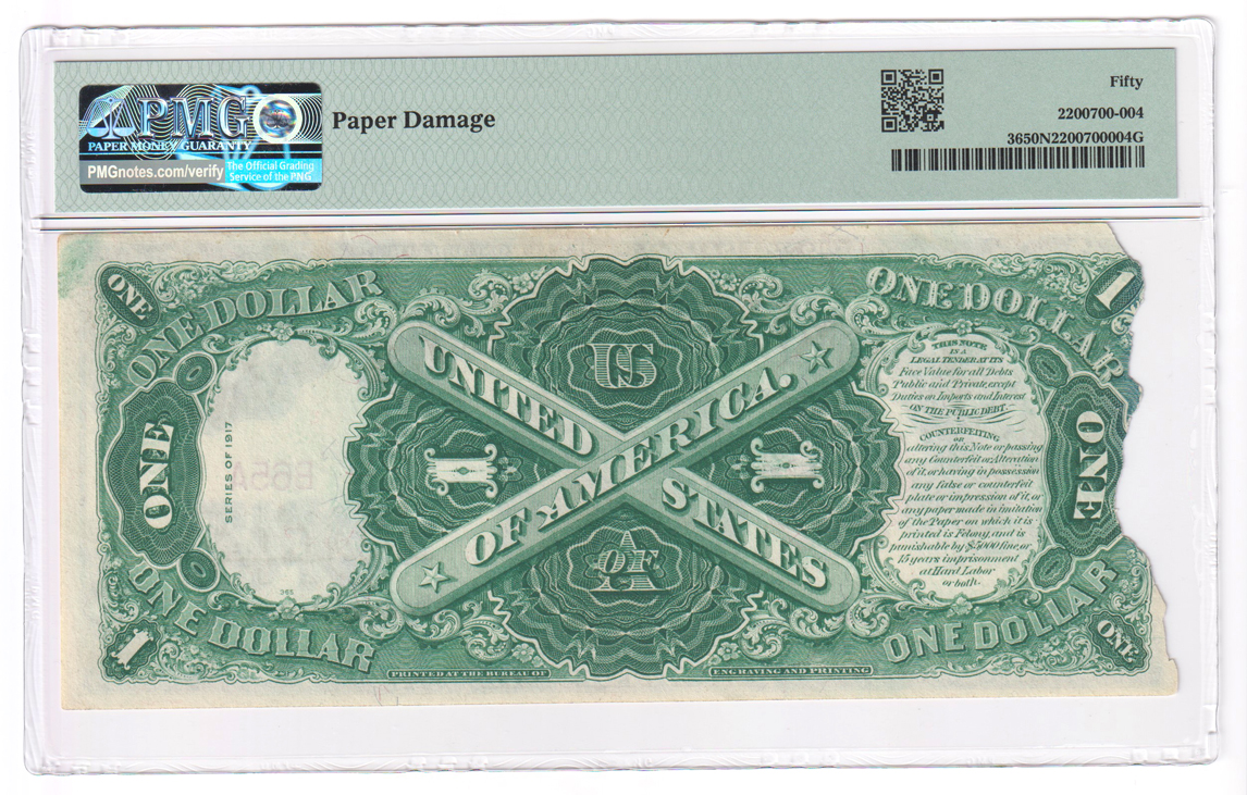 1917 $1 Fr# 36 (two digit serial number) - PMG AU-50/paper damage