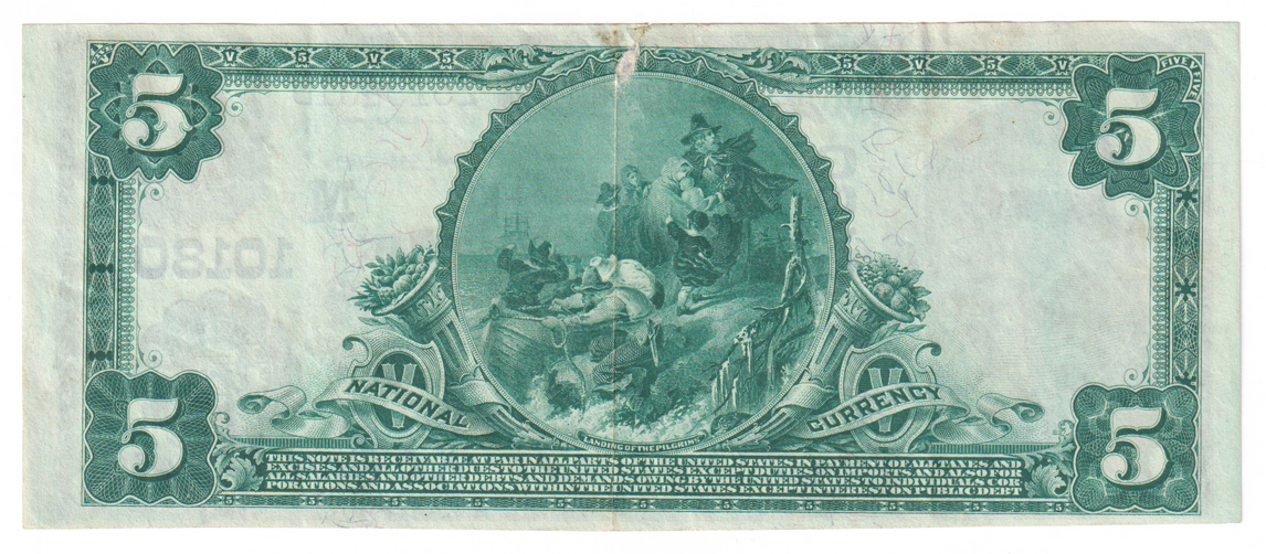 1902 $5 Blue Seal - Waterloo, IL Charter #10180 - VF/tear
