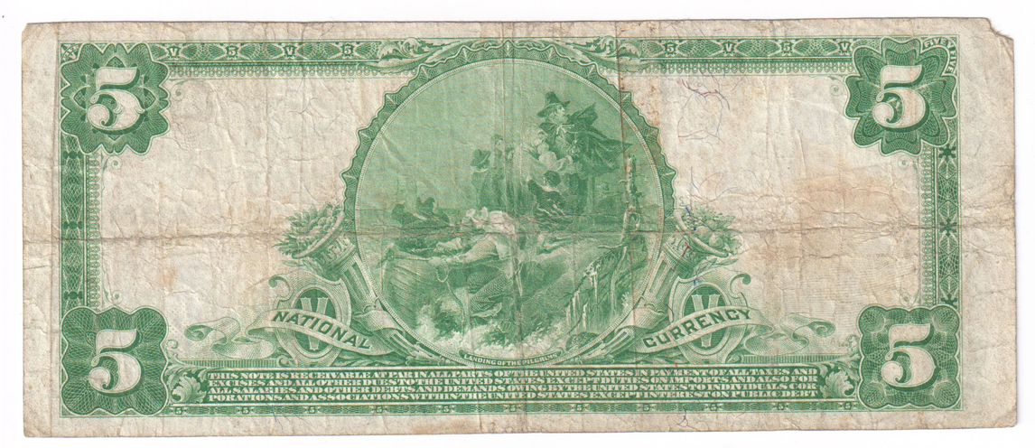 1902 $5 Blue Seal - Virginia, IL Charter #2330 - F/stained/corner tear