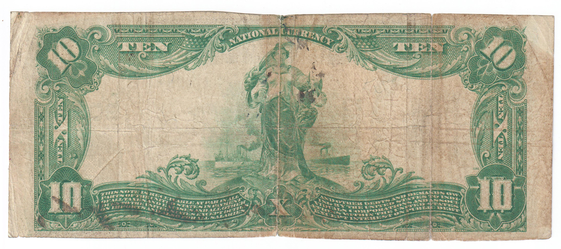 1902 $10 Blue Seal - Albion, IL Charter #9025 - VF/stained