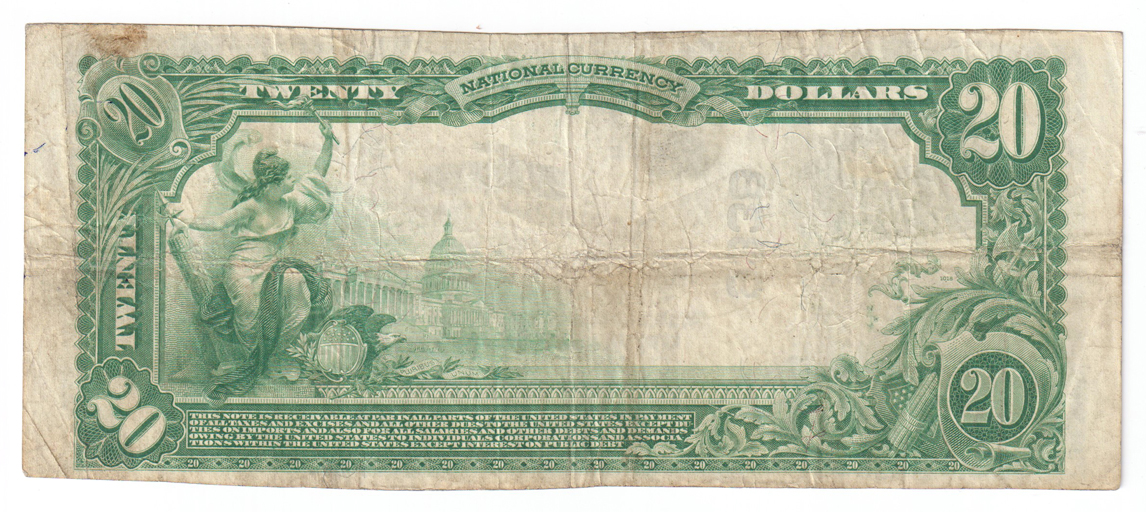 1902 $20 Blue Seal - West Salem, IL Charter #9338 - VF/minor stain