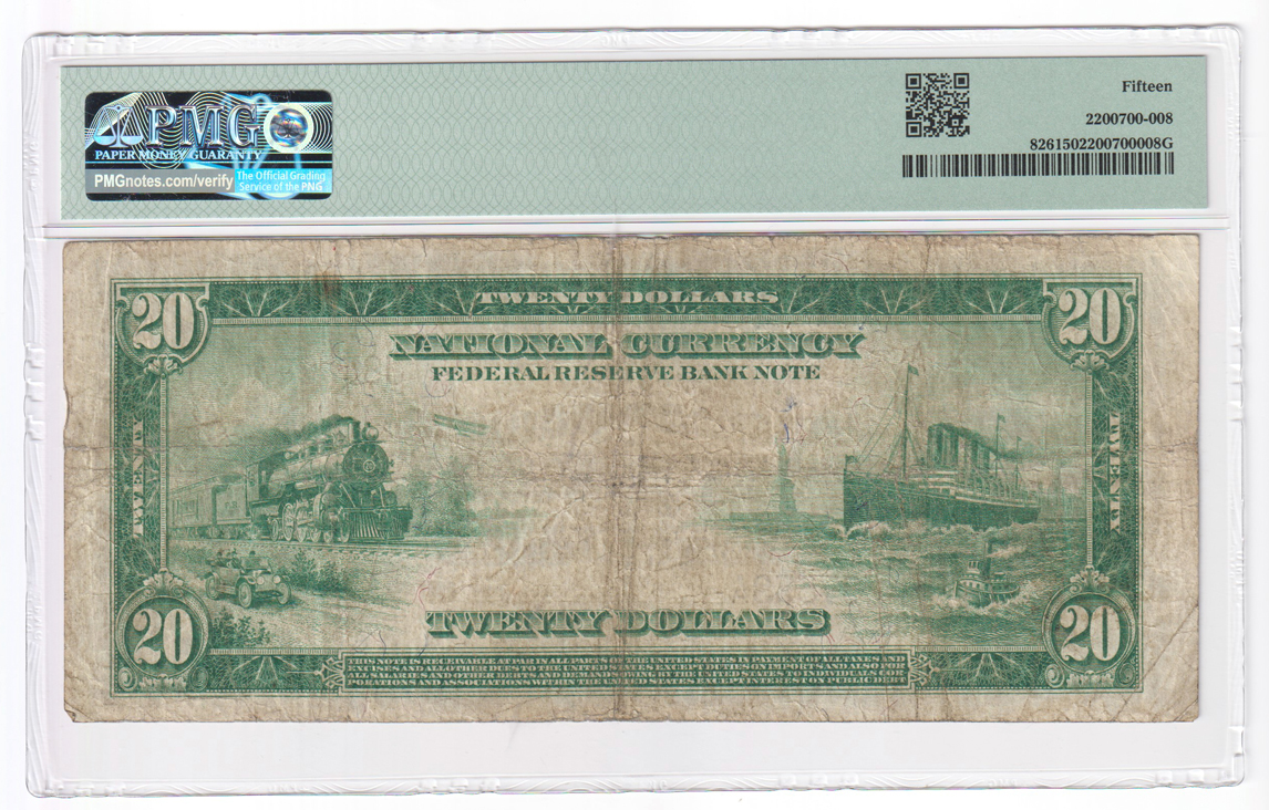 1915 $20 Kansas City Fr# 826 - PMG F-15