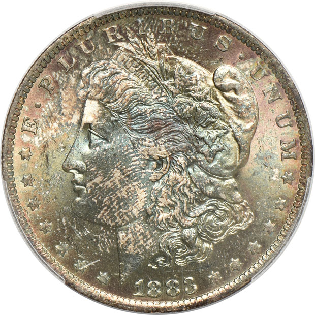 Six Morgan silver dollars certified by PCGS