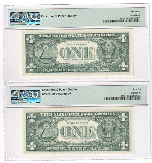 Error Currency - Run of nine sequential 1969 San Francisco FRN Misalignement Errors Fr# 1903-L - all PMG EPQ