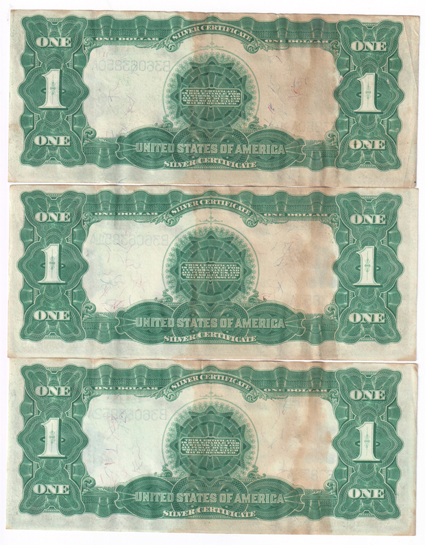 Run of 17 sequential 1899 $1 Black Eagle Fr# 233 - VF/stained