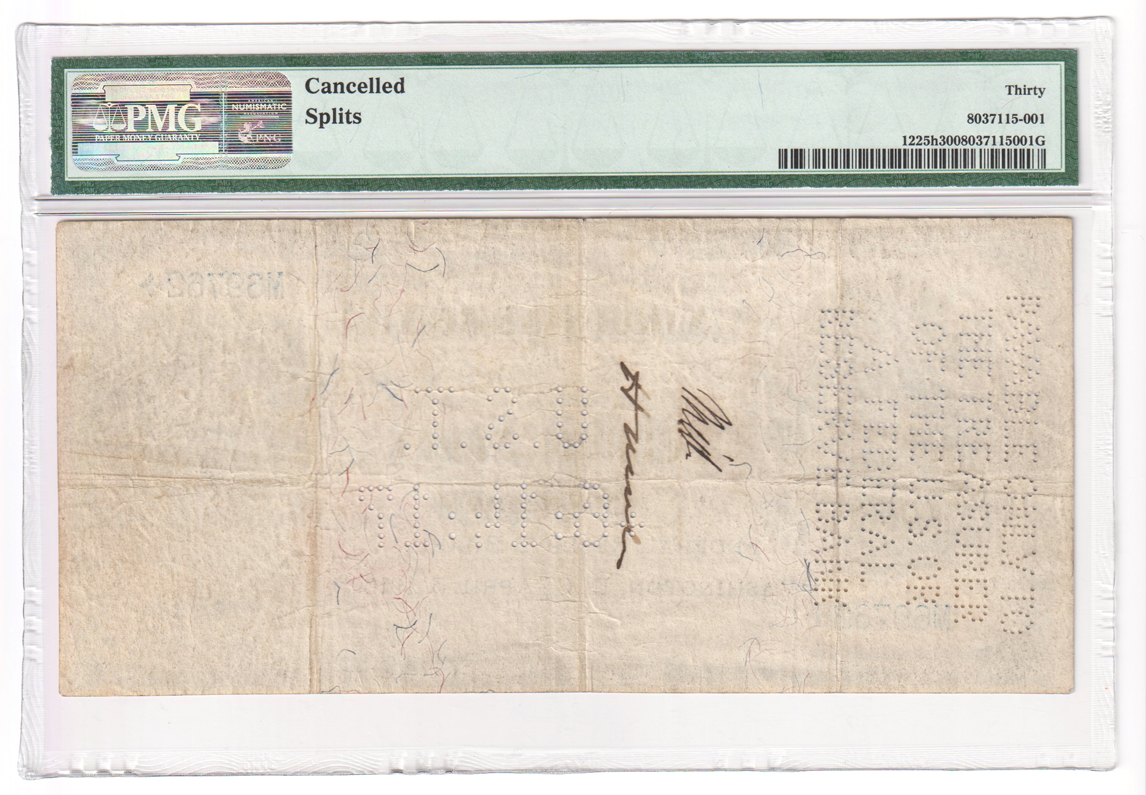 1900 $10,000 Fr# 1225h - PMG VF-30/cancelled/splits