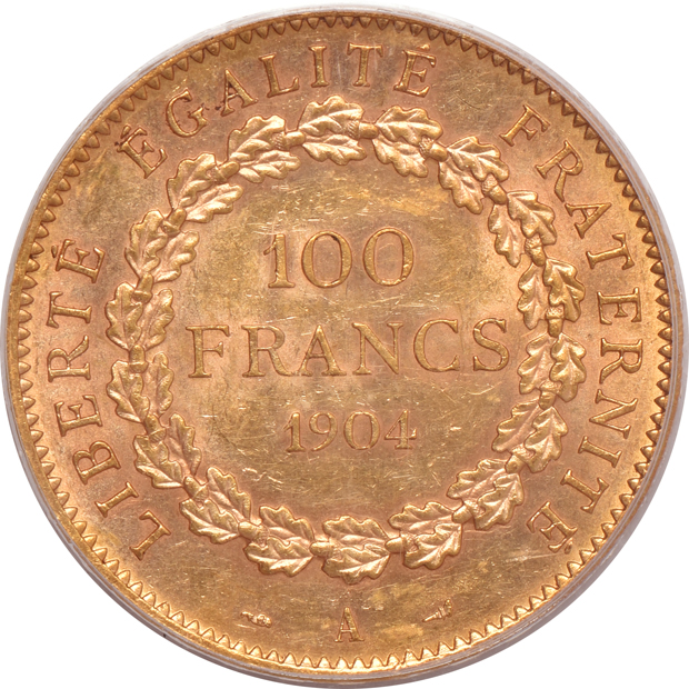 France - 1904-A 100 francs - PCGS AU-58 (green label)