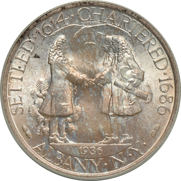 1936 Albany, 1936 Bay Bridge, and 1936 Wisconsin, all PCGS MS-66 (green label)