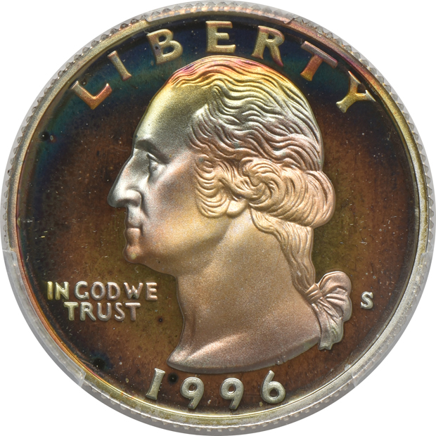1992-S, 1996-S, and 1998-S Proof silver quarters, all PCGS PR-68DCAM