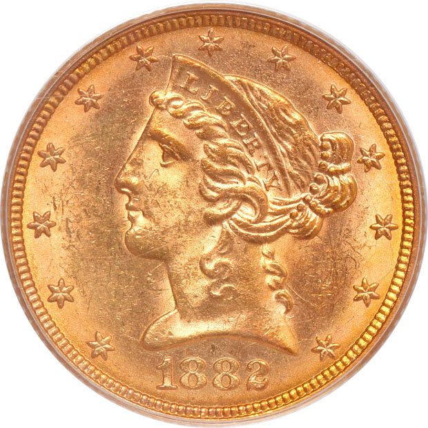 Four Uncirculated half-eagles, all PCGS (green label)