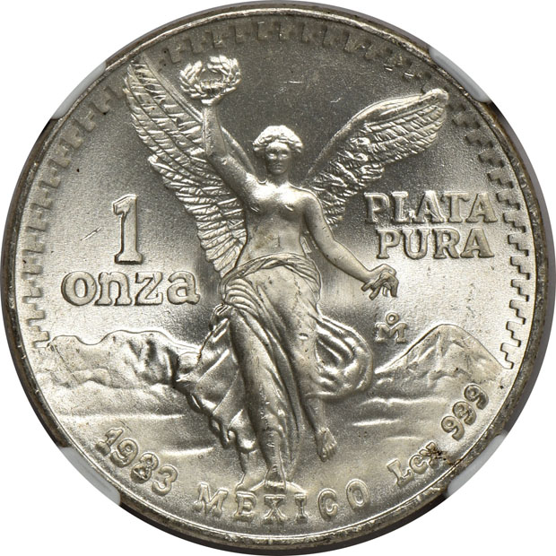Mexico - Ten 1983-Mo 1 onza - NGC MS-66