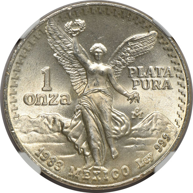 Mexico - Ten 1983-Mo 1 onza - NGC MS-66