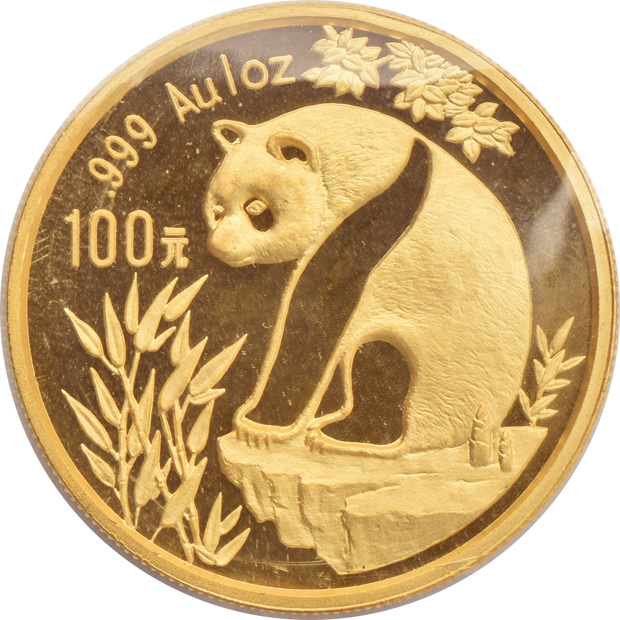 China - 1993 1oz gold Panda 100 yuan sealed with ribbon