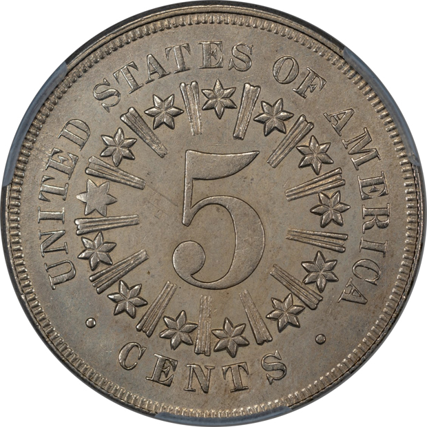 1867 Rays Repunched Date CACG MS-62
