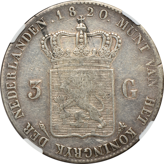 Netherlands - 1820 3 gulden - NGC VF-30