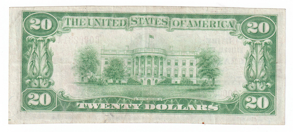 1929 $20 Type 1 - Grayville, IL Charter #4999 - XF/pinholes
