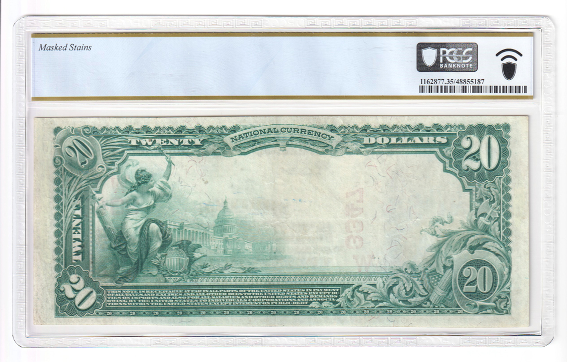 1902 $20 Red Seal - Norfolk, NE Charter #3347 - PCGS VF-35/masked stains
