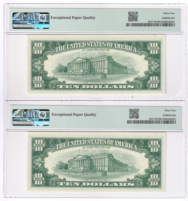 Five sequential 1963-A $10 St. Louis Star Fr# 2017-H* - PMG ChCU-64 EPQ