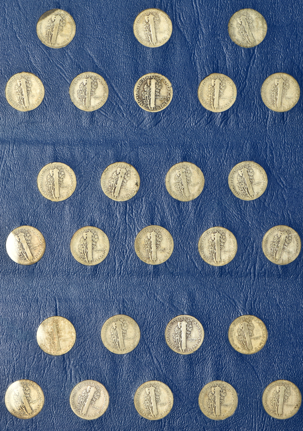 Complete collection of Mercuy dimes in a Whitman 9413 album