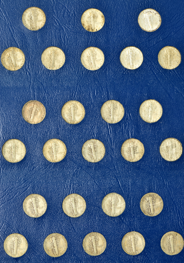 Complete collection of Mercuy dimes in a Whitman 9413 album