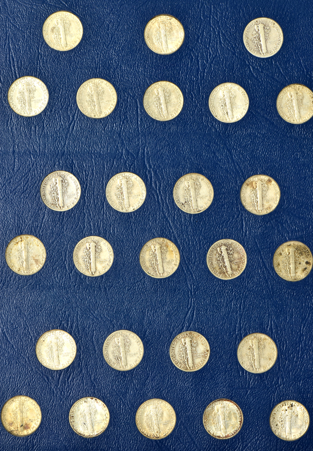 Complete collection of Mercuy dimes in a Whitman 9413 album