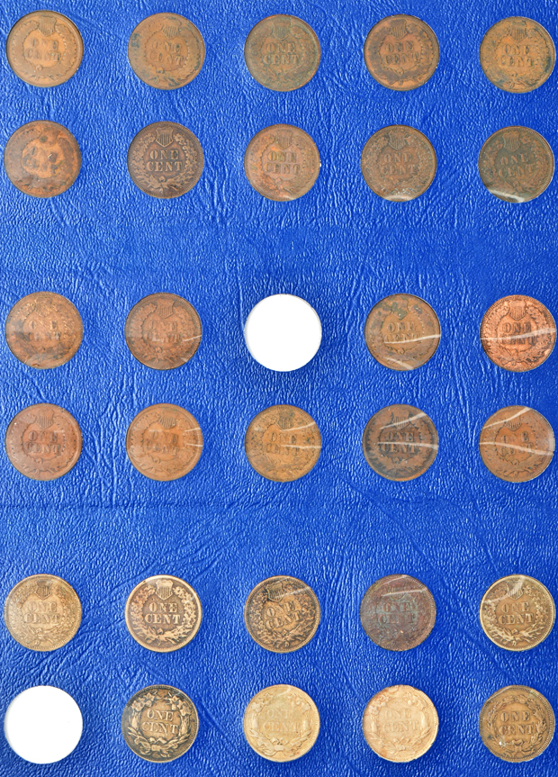 Collection of 58 different Flying Eagle and Indian-Head cents in a Whitman 9402 album