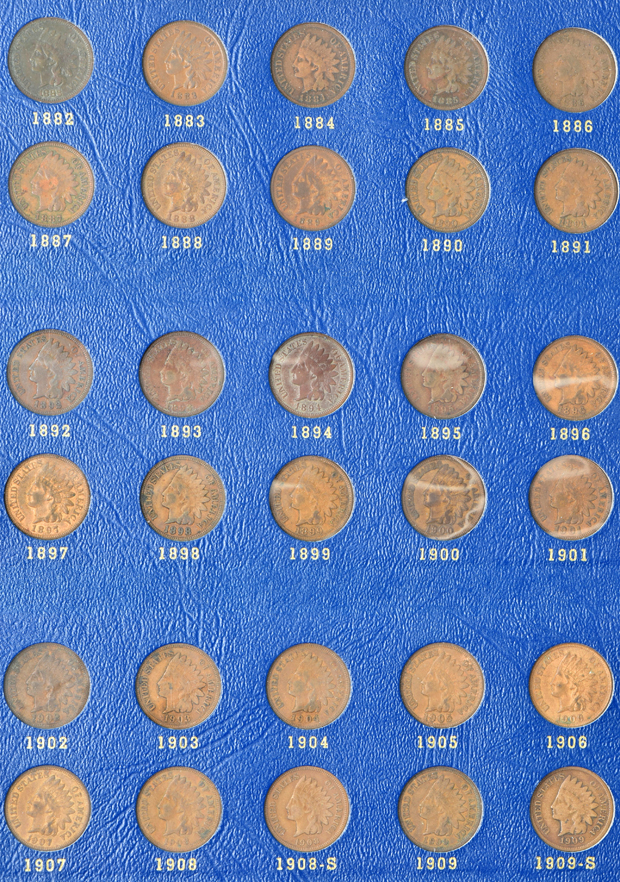 Collection of 58 different Flying Eagle and Indian-Head cents in a Whitman 9402 album