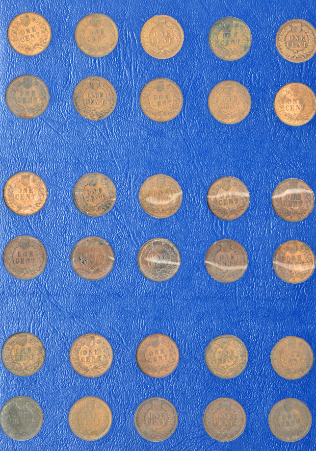 Collection of 58 different Flying Eagle and Indian-Head cents in a Whitman 9402 album