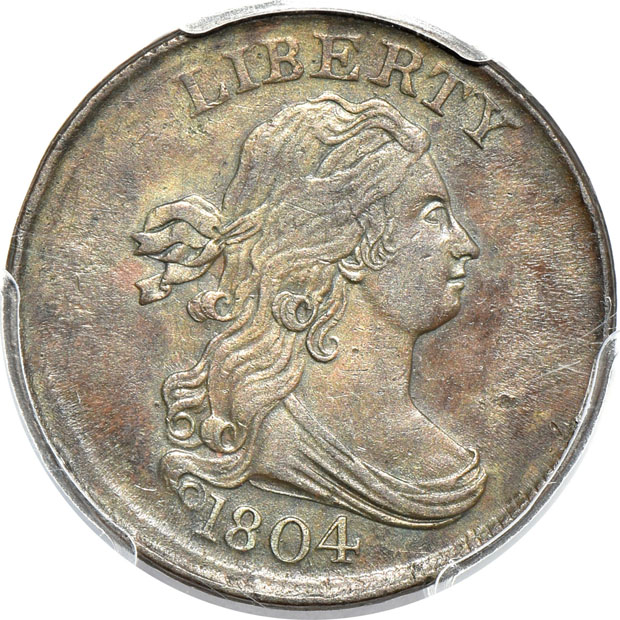 1803 No Stems large cent S-243 NGC VF details/environmental damage, and an 1804 Crosslet 4, Stems 1/2 cent PCGS AU-50
