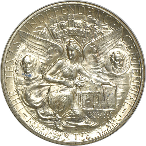 1936 Oregon MS-65, 1936-D Texas MS-66, and a 1936 York MS-65, all NGC (no line) CAC