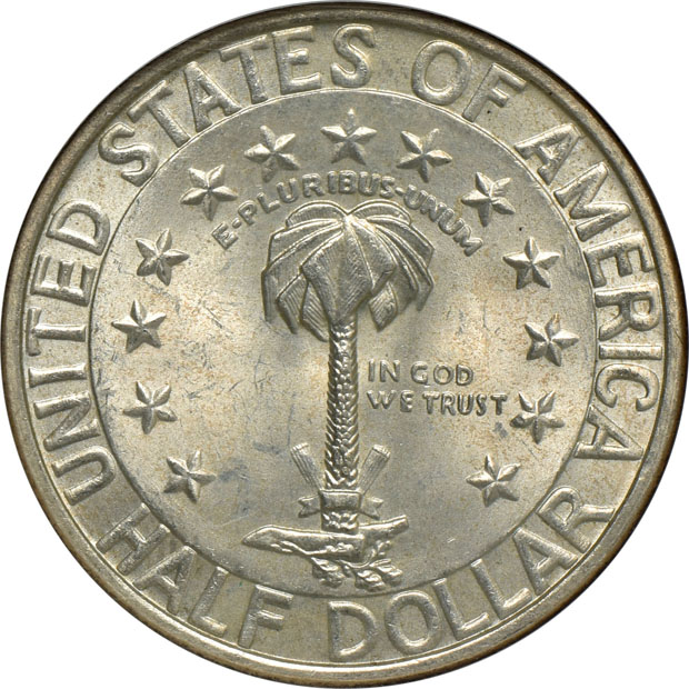 Five Uncirculated silver commemorative half-dollars certified by NGC (three CAC)