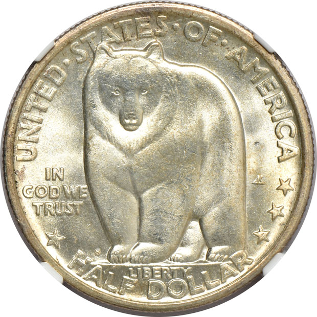 Five Uncirculated silver commemorative half-dollars certified by NGC (three CAC)