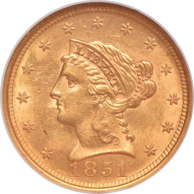 1851 and 1852, both NGC MS-61